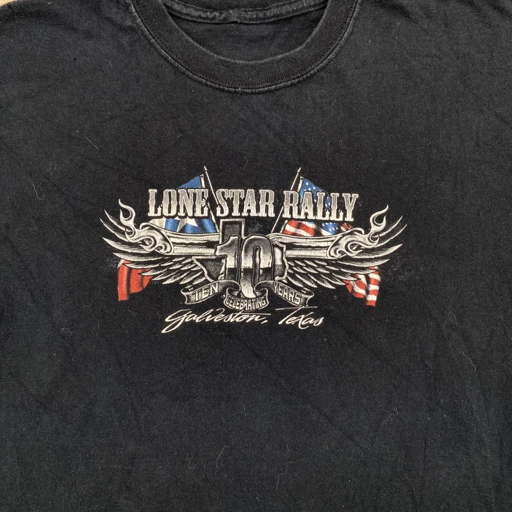 Lone Star Rally Galveston Texas 10th Anniversary 2001-2011 Black Graphic T-Shirt
